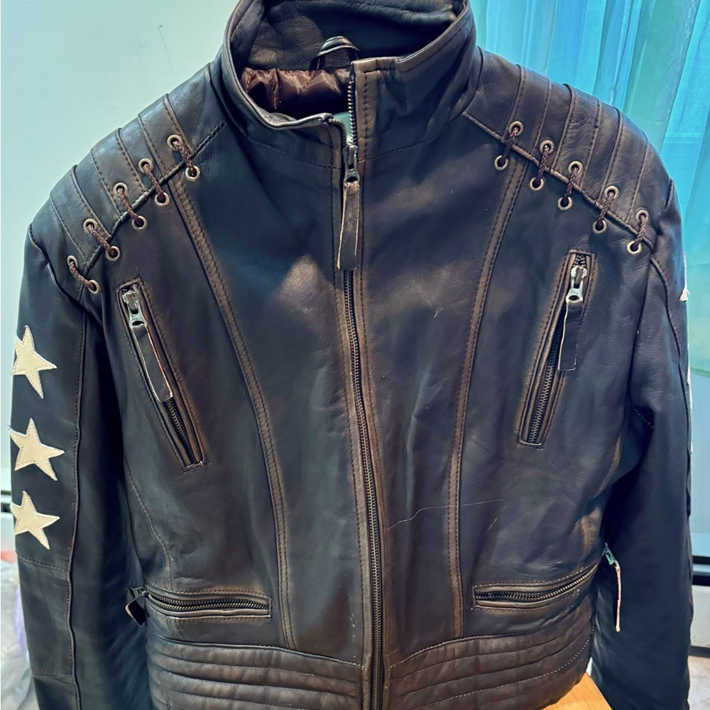 Leather biker jacket